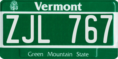 VT license plate ZJL767