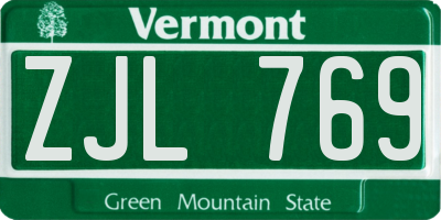 VT license plate ZJL769