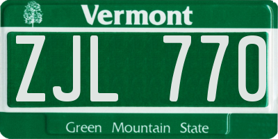 VT license plate ZJL770