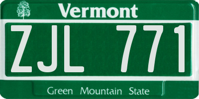 VT license plate ZJL771
