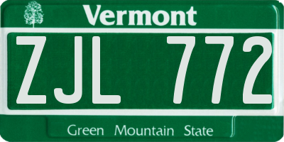 VT license plate ZJL772