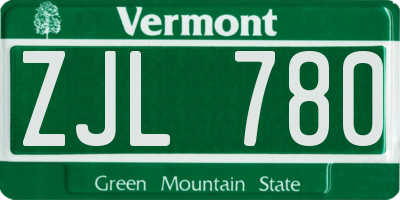 VT license plate ZJL780