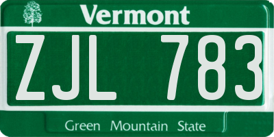 VT license plate ZJL783