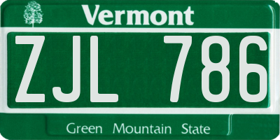 VT license plate ZJL786