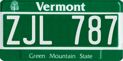 VT license plate ZJL787