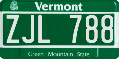 VT license plate ZJL788