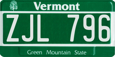 VT license plate ZJL796