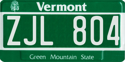 VT license plate ZJL804