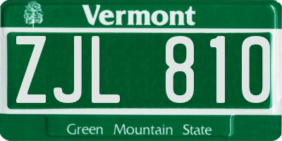 VT license plate ZJL810