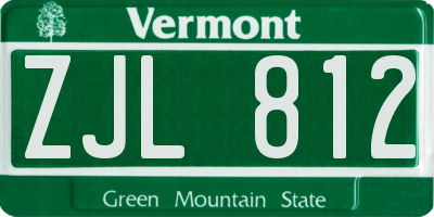 VT license plate ZJL812