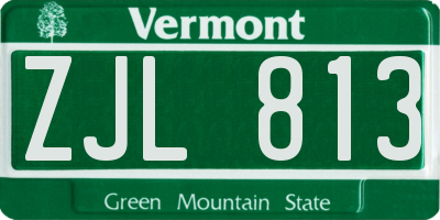 VT license plate ZJL813