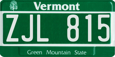 VT license plate ZJL815