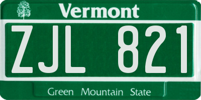 VT license plate ZJL821
