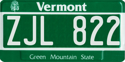 VT license plate ZJL822