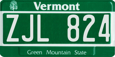 VT license plate ZJL824