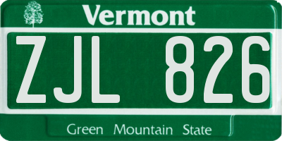 VT license plate ZJL826