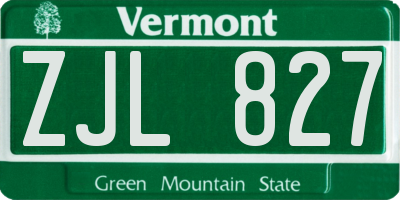VT license plate ZJL827