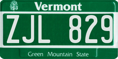 VT license plate ZJL829
