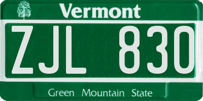 VT license plate ZJL830