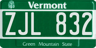 VT license plate ZJL832