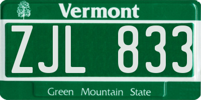 VT license plate ZJL833