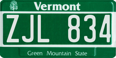VT license plate ZJL834