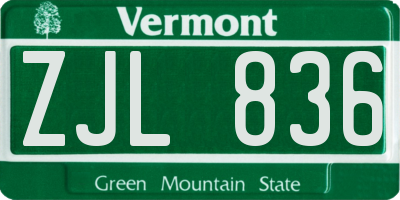 VT license plate ZJL836