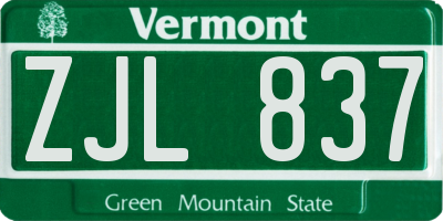 VT license plate ZJL837