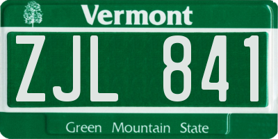 VT license plate ZJL841