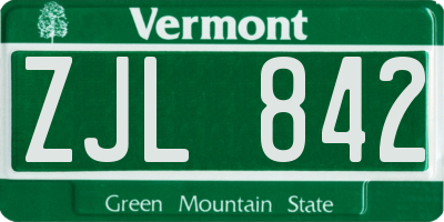 VT license plate ZJL842