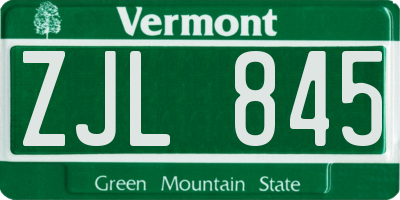 VT license plate ZJL845