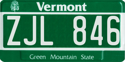 VT license plate ZJL846
