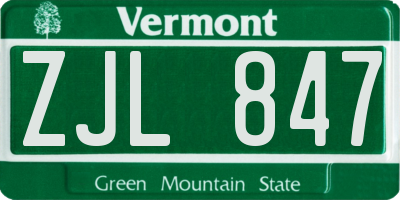 VT license plate ZJL847