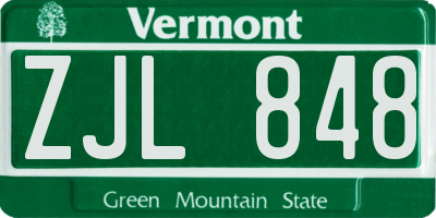 VT license plate ZJL848