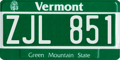 VT license plate ZJL851
