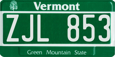VT license plate ZJL853