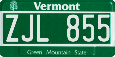 VT license plate ZJL855