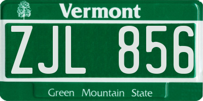 VT license plate ZJL856