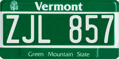 VT license plate ZJL857