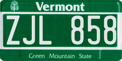 VT license plate ZJL858