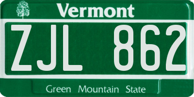 VT license plate ZJL862