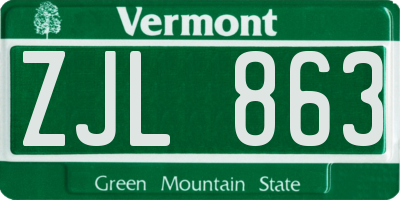 VT license plate ZJL863