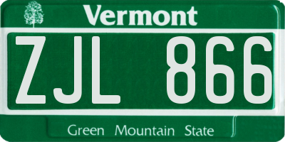 VT license plate ZJL866