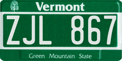 VT license plate ZJL867