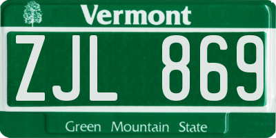VT license plate ZJL869