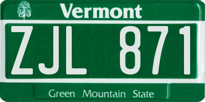 VT license plate ZJL871