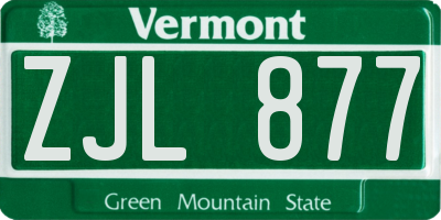 VT license plate ZJL877
