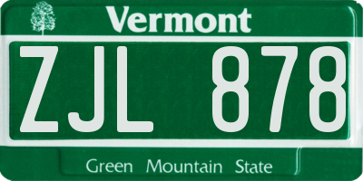 VT license plate ZJL878