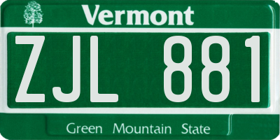 VT license plate ZJL881