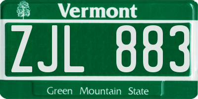 VT license plate ZJL883